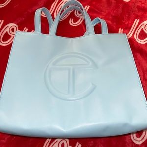 Telfar medium blue tote
